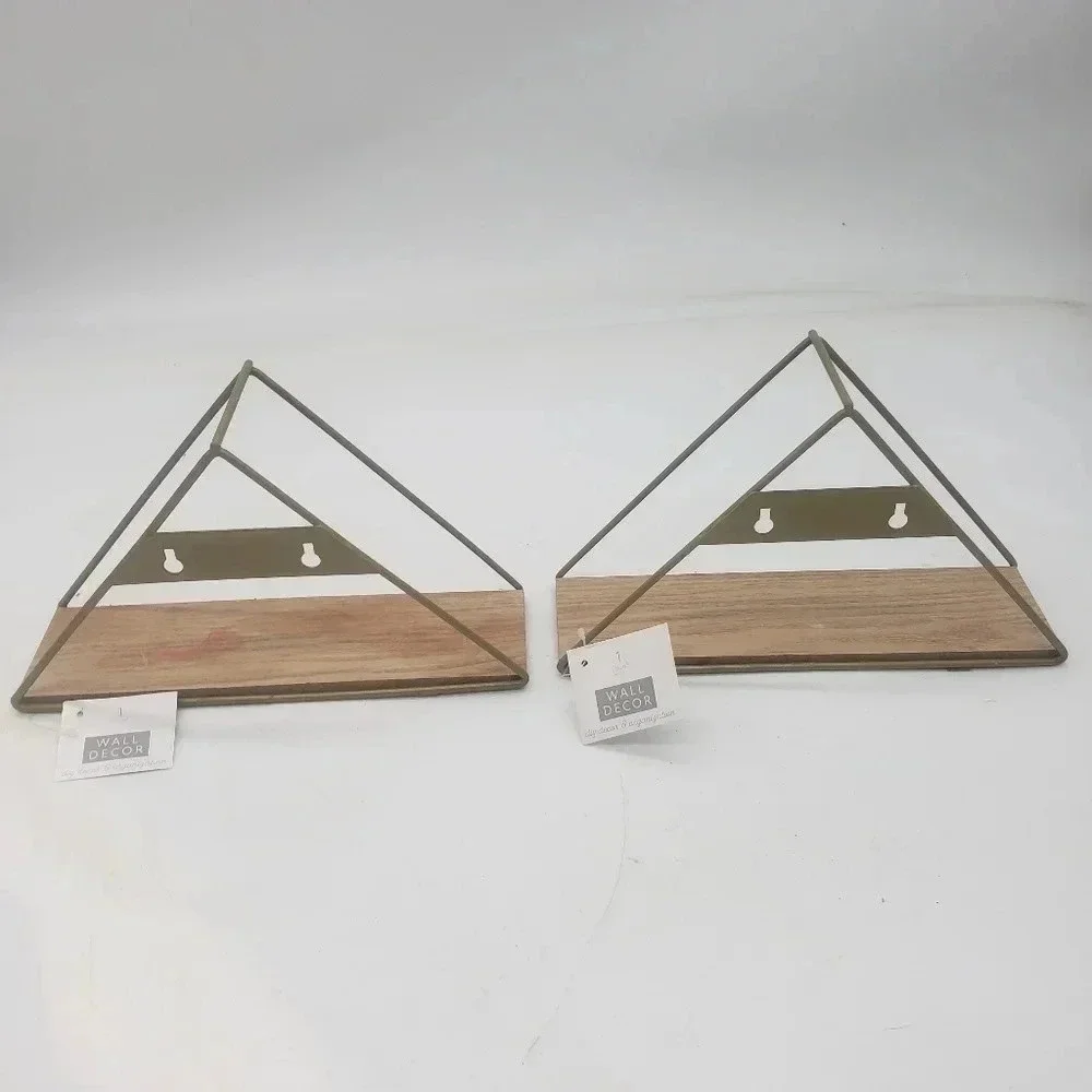 Geometric Triangluar Metal & Wood Wall Hanging